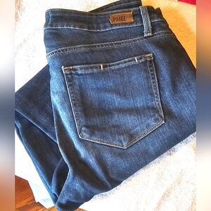 PAIGE Blue Straight Leg Jeans with Classic Denim Style, Skinny, sz 30